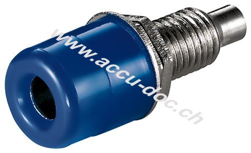 Bananenbuchse mit Gewinde, Blau - 4 mm, mit 2 Muttern, blau 