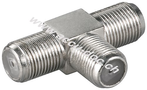 F-Adapter, T-Stück: F-Buchse > doppelt F-Buchse - Adapter-Buchse aus Zink 