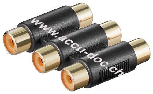 Cinch dreifach Adapter 3x Buchse zu 3x Buchse, vergoldet - 3x Cinch-Stecker > 3x Cinch-Stecker 