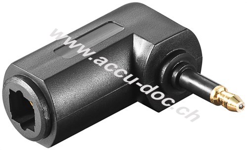 Toslink Digital Audio Adapter, Toslink zu mini Toslink 90° - 3,5 mm mini Toslink-Winkelstecker > Toslink-Kupplung 