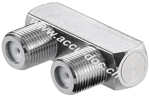 F-Verbinder, U-Form: F-Buchse > F-Buchse - Adapter-Stecker aus Kupfer-Zink-Gemisch 