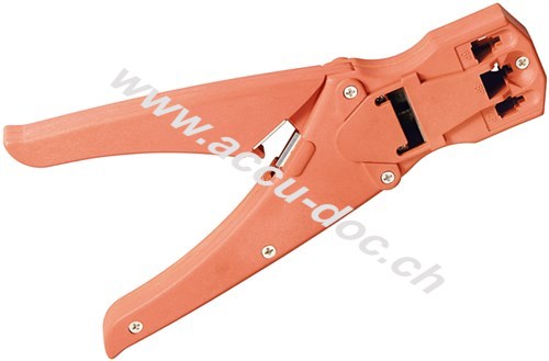 Crimpzange für Modularstecker inkl. Kabelschneider und Abisolierer, Rot - zum Crimpen von 4-, 6- und 8-poligen Westernsteckern vom Typ RJ10, RJ11, RJ12 und RJ45 
