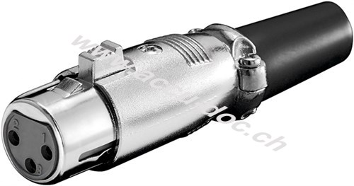 Mikrofonkupplung, XLR-Buchse (3-Pin), 3 Pin - mit vergoldeten Kontakten, Verriegelung und geschraubter Zugentlastung 