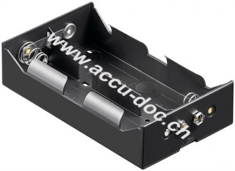 4x D (Mono) Batteriehalter, Schwarz - Druckknopf 