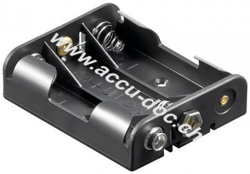 3x AA (Mignon) Batteriehalter, Schwarz - Druckknopf 
