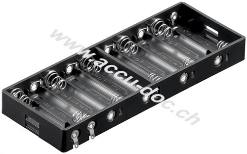 10x AA (Mignon) Batteriehalter, Schwarz - Lötfahne (U) 