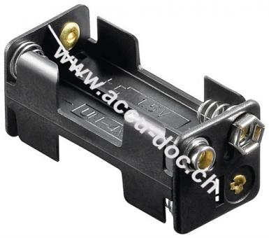 4x AAA (Micro) Batteriehalter, Schwarz - Druckknopf 