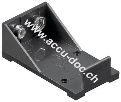 1x 9 V Block Batteriehalter, Schwarz - Lötfahne (U) 