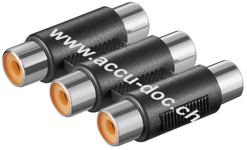 Cinch dreifach Adapter 3x Buchse zu 3x Buchse, vernickelt - 3x Cinch-Stecker > 3x Cinch-Stecker 