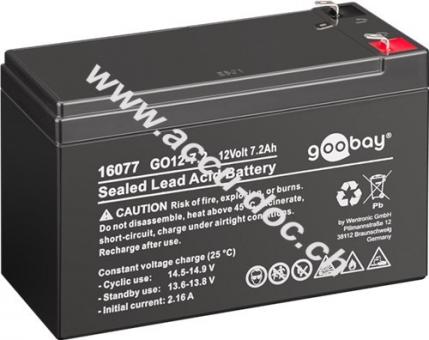 GO12-7.2 (7200 mAh, 12 V) - Faston (4,8 mm) Bleiakku, BattG 