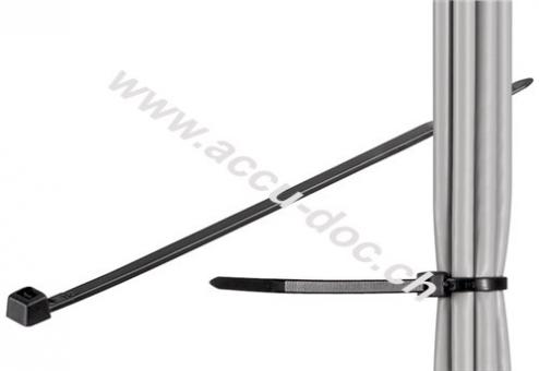 Kabelbinder, UV- und wetterfester Nylon, Schwarz - 3,45 mm breit und 150 mm lang, schwarz 