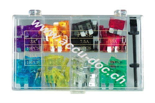 Kfz Sicherungssortiment, 101 tlg. - Maße der Flachsicherungen: 19,1 x 5,1 x 18,5 mm 