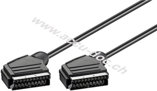 Scart Verbindungskabel, vernickelt, ø 7 mm, 2 m, Schwarz - Scartstecker (21-Pin) > Scartstecker (21-Pin) 