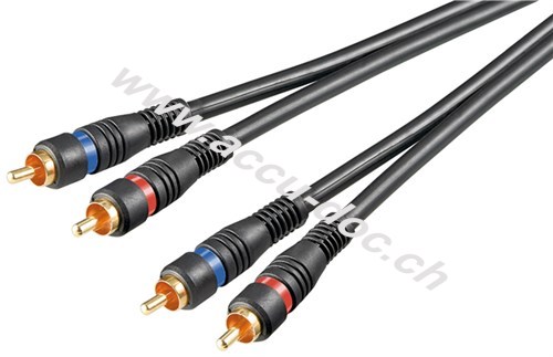 Stereo Verbindungskabel 2x Cinch, zweifach geschirmt, 1.5 m, Schwarz - 2x Cinch-Stecker > 2x Cinch-Stecker 