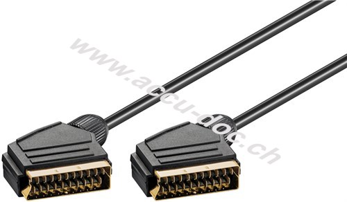 Scart Verbindungskabel, vergoldet, ø 7 mm, 1.5 m, Schwarz - Scartstecker (21-Pin) > Scartstecker (21-Pin) 