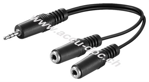 Audio Y Kabeladapter 3,5 mm, 1x Stecker 2x Buchse mono, 0.2 m, Schwarz - Klinke 3,5 mm Stecker (3-Pin, stereo) > 2x Klinke 3,5 mm Buchse (2-Pin, mono) 