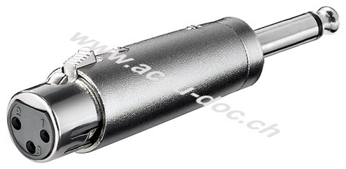 XLR-Adapter, AUX-Klinke 6,35 mm, Mono-Stecker zu XLR-Buchse - 1x XLR-Buchse (3-polig) > 1x 6,35-mm-Klinkenstecker (2-polig, mono) 