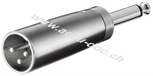 XLR-Adapter, AUX-Klinke 6,35 mm, Mono-Stecker zu XLR-Stecker - 1x XLR-Stecker (3-polig) > 1x 6,35-mm-Klinkenstecker (2-polig, mono) 