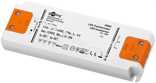 LED-Trafo 12 V/30 W, Orange-Weiß - 12 V Gleichspannung (DC) für LEDs bis 30 W Gesamtlast 