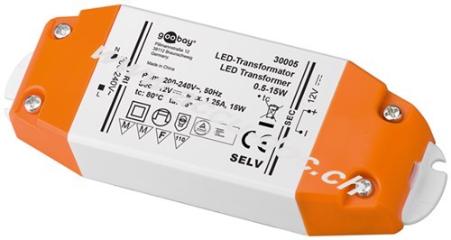 LED-Trafo 12 V/15 W, weiß-Orange - 12 V Gleichspannung (DC) für LEDs bis 15 W Gesamtlast 