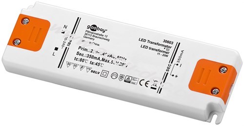LED-Konstantstrom-Trafo 350 mA, 20 W - 350 mA Konstantstrom (CC) für LEDs bis 20 W Gesamtlast 