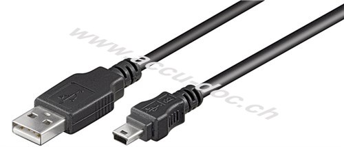 USB 2.0 Hi-Speed Kabel, schwarz, 1.8 m - USB 2.0-Stecker (Typ A) > USB 2.0-Mini-Stecker (Typ B, 5-Pin) 
