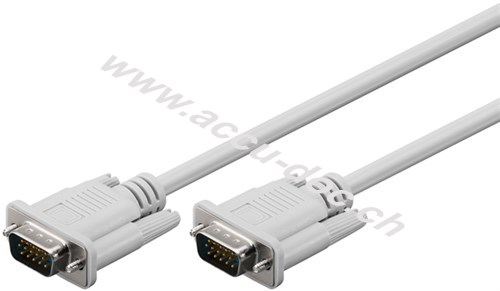 VGA Monitorkabel, vernickelt, 3 m, Grau - VGA-Stecker (15-polig) > VGA-Stecker (15-polig) 