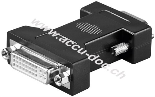 Analoger DVI/VGA Adapter, vernickelt, DVI-I-Buchse Dual-Link (24+5 pin), Schwarz - DVI-I-Buchse Dual-Link (24+5 pin) > VGA-Stecker (15-polig) 