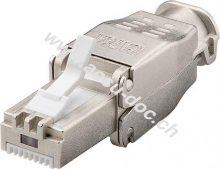 Werkzeugfreier RJ45-Stecker CAT 6A STP geschirmt - Für 9,0-mm-Kabeldurchmesser, Klemmleiste für werkzeugfreie LSA-Montage 