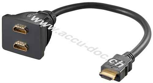 HDMI™ Kabeladapter, vergoldet, 0.1 m, Schwarz - 2x HDMI™-Buchse (Typ A) > HDMI™-Stecker (Typ A) 