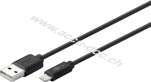 Lightning USB Lade- und Synchronisationskabel, 0.5 m, Schwarz 