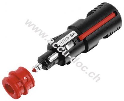 Sicherheits-Universalstecker mit geschraubter Zugentlastung, 8 A, Schwarz - Universalstecker für Zigarettenanzünder- und Kfz-Normsteckdosen 