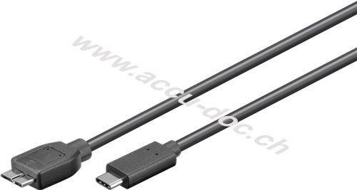 USB-C™ auf Micro-B 3.0 Kabel, schwarz, 0.6 m - USB 3.0-Micro-Stecker (Typ B) > USB-C™-Stecker 
