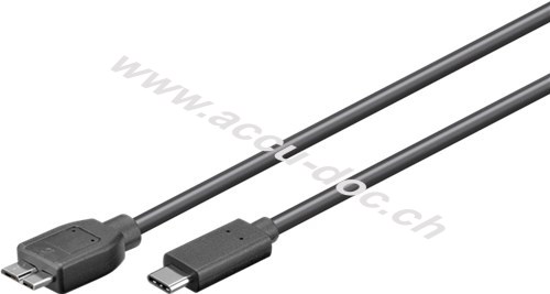 USB-C™ auf Micro-B 3.0 Kabel, schwarz, 1 m - USB 3.0-Micro-Stecker (Typ B) > USB-C™-Stecker 