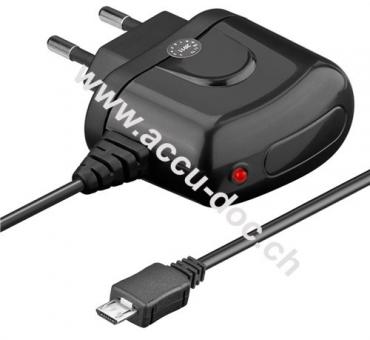 Micro USB Ladegerät 1,2 A, Schwarz, 1.4 m - Ersatz-Netzteil für viele Kleingeräte und Handys 