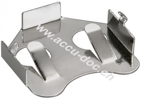 CR2012-2032 Knopfzellenhalter, Silber - max. 20 mm, Silber, Printmontage, horizontal (2-Pin) 