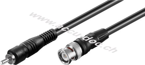 Video Adapterkabel BNC zu Cinch (RG59), zweifach geschirmt, 2 m, Schwarz - BNC-Stecker > Cinch-Stecker 