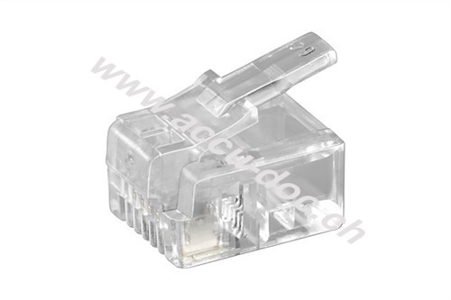 RJ11-Westernstecker für Flachkabel, 4 polig, RJ11/RJ14-Stecker (6P4C), Transparent - zum Crimpen an Telefonflachkabel, ungeschirmt 