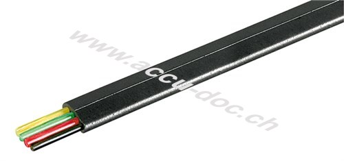 Telefonflachkabel 4-adrig, 100 m Rolle, AWG 30, CU (Kupfer), Schwarz - Kupferleiter (CU) 