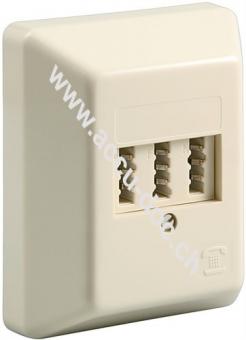 3x TAE-NFN Aufputzdose, Beige - mit Schraubanschluss 