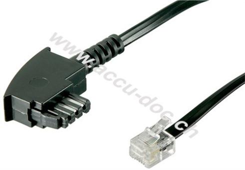 TAE-F Anschlusskabel (Deutschland), 15 m, Schwarz - TAE-F-Stecker > RJ11/RJ14-Stecker (6P4C) 
