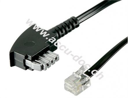 TAE-N-Anschlusskabel (International), 3 m, Schwarz - Kupferkaschierter Aluminiumleiter (CCA), TAE-N-Stecker > RJ11-Stecker (6P2C) 