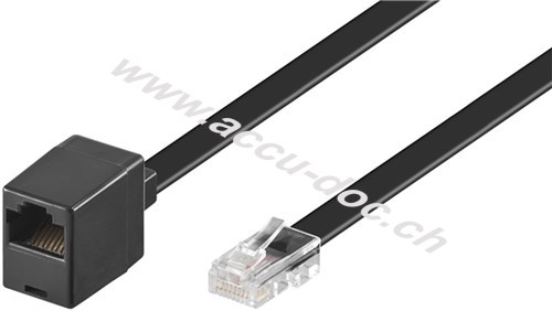 Modularverlängerungskabel 8-polig, 3 m, Schwarz - RJ45-Stecker (8P8C) > RJ45-Buchse (8P8C) 