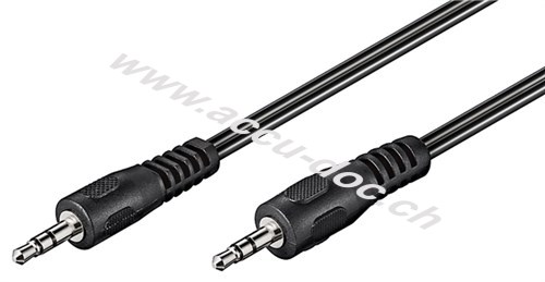 Audio Verbindungskabel AUX, 3,5 mm Stereo, Flachkabel, 2.5 m, Schwarz - Klinke 3,5 mm Stecker (3-Pin, stereo) > Klinke 3,5 mm Stecker (3-Pin, stereo) 