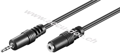 Audio Verlängerungskabel AUX, 2,5 mm Stereo, 2 m, Schwarz - Klinke 2,5 mm Stecker (3-Pin, stereo) > Klinke 2,5 mm Buchse (3-Pin, stereo) 