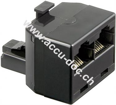 ISDN-T-Adapter, Schwarz - RJ45-Stecker (8P8C) > 2x RJ45-Buchse (8P8C) 