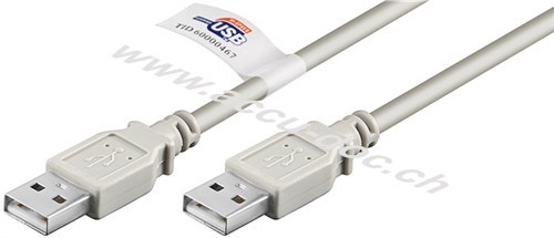 USB 2.0 Hi-Speed-Kabel mit USB-Zertifikat, Grau, 5 m - USB 2.0-Stecker (Typ A) > USB 2.0-Stecker (Typ A) 