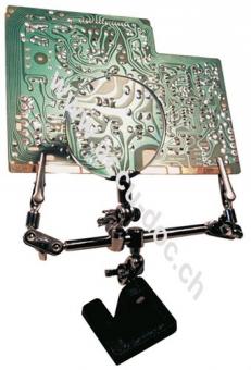 Löthilfe / Dritte Hand mit Lupe 2,5-facher Vergrößerung, Schwarz - die ideale Hilfe z. B. beim Löten, Modellbau 