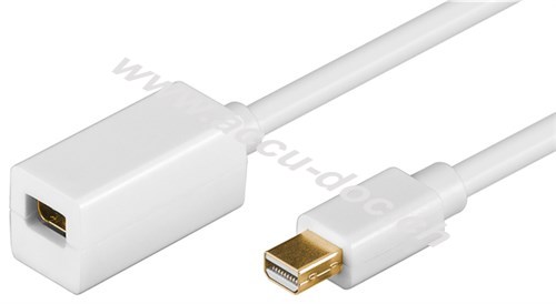 Mini DisplayPort Verlängerungskabel 1.2, vergoldet, 2 m, Weiß - Mini DisplayPort-Stecker > Mini DisplayPort-Buchse 