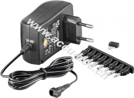 Universal-Netzteil (3 V - 12 V  max. 27 W / 2,25 A), Schwarz, 1.8 m - inkl. 1x USB- und 8x DC-Adapter 